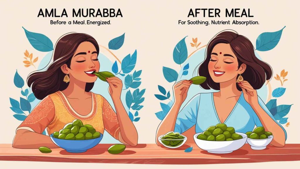 When to eat amla murabba before or after meal for hair